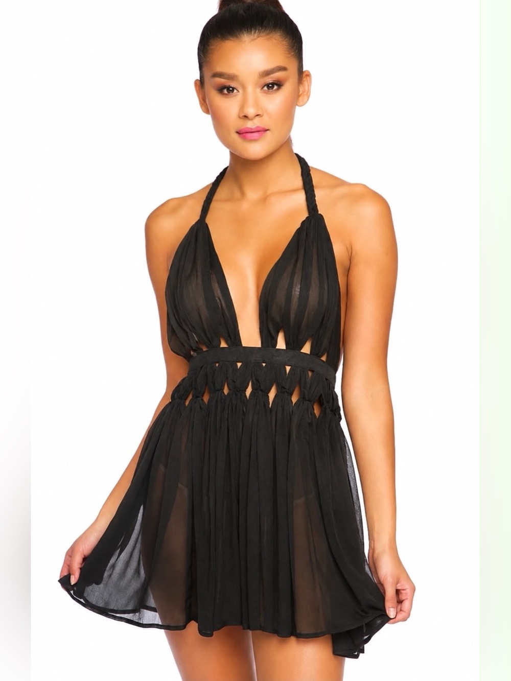 ASOS Black Halter Cutout Mini Dress size 10 excellent conditions